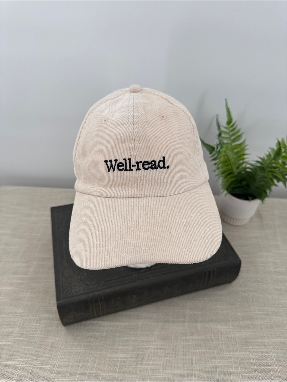 Book of the Month Hat (BOTM) Cream Corduroy "Well-read" Cap Adjustable Neutral